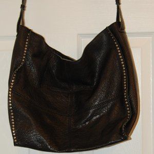 The Sak Black Leather Silver Studded Shoulder Bag